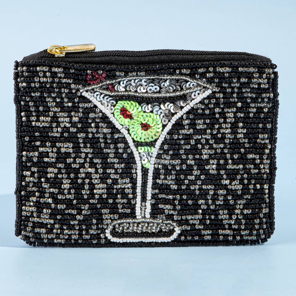 Martini Sequin Beaded Coin Purse