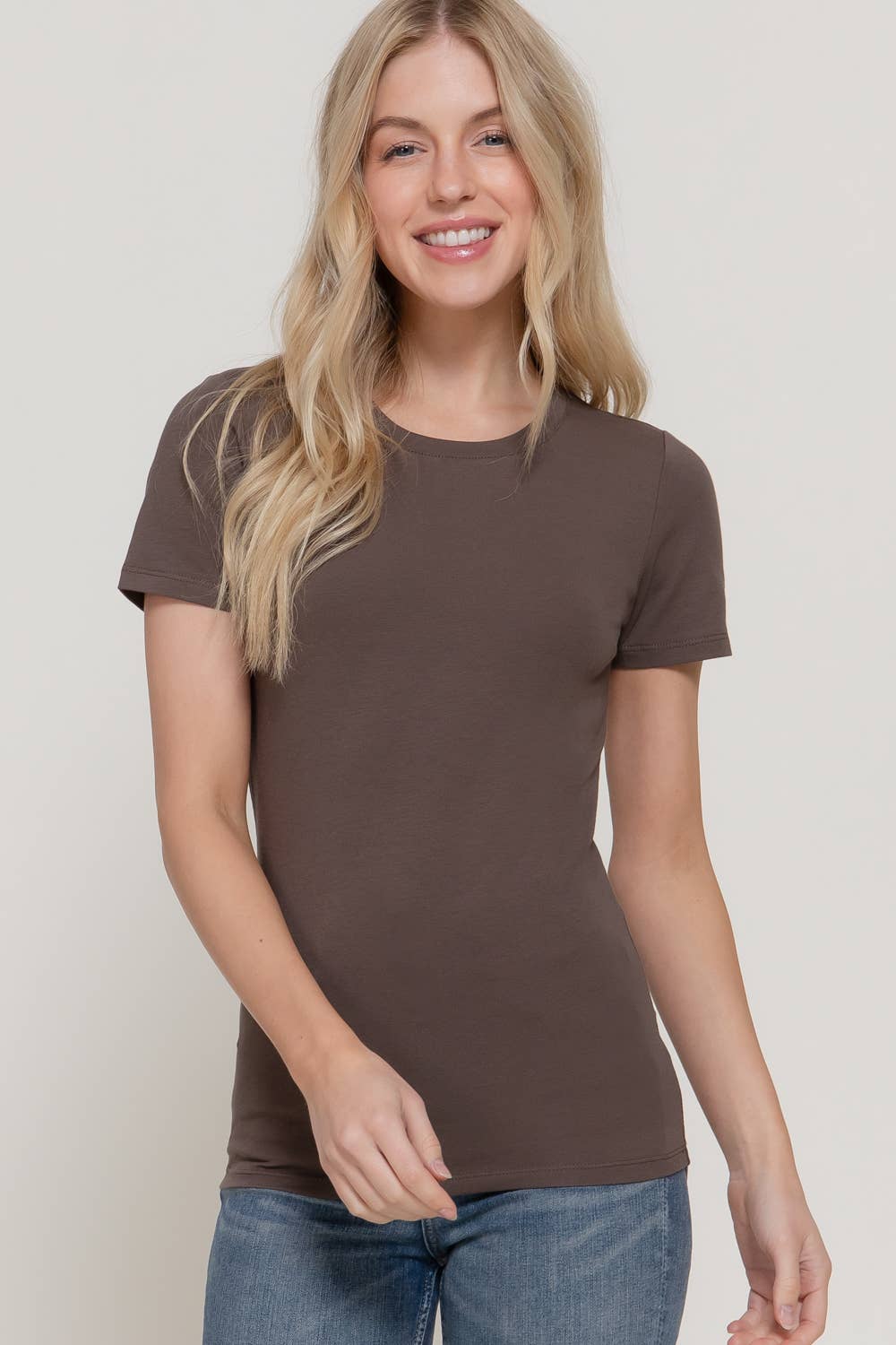 Short Sleeve Crew Neck Cotton Spandex Jersey Top