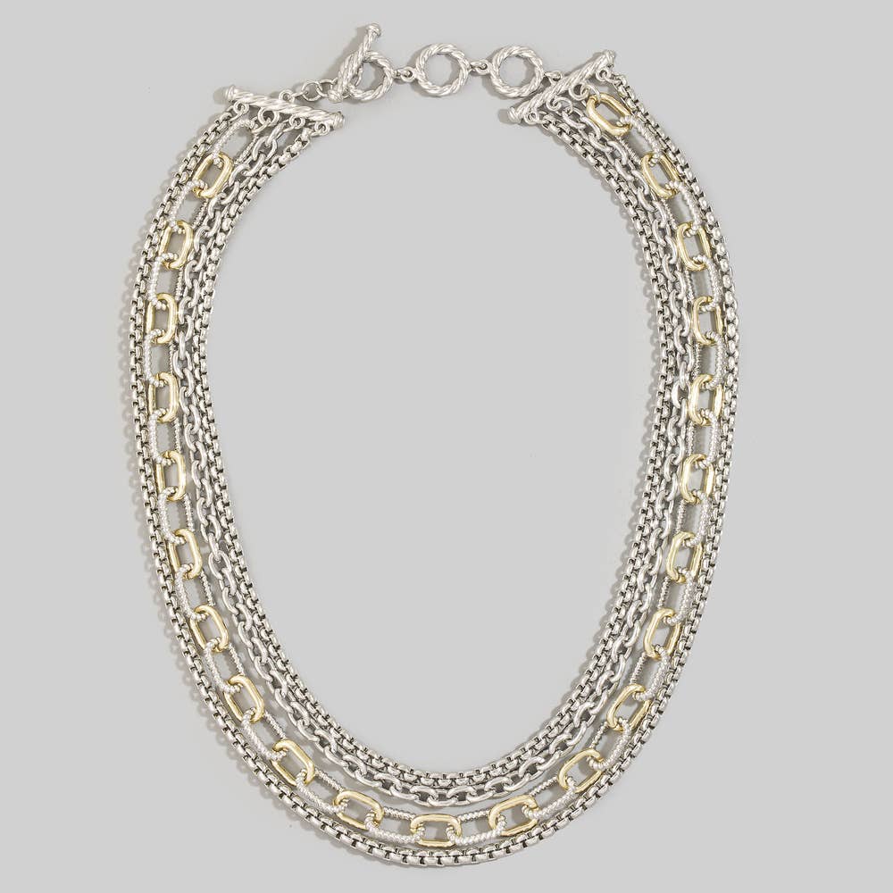 Layered Multi Strand Toggle Necklace