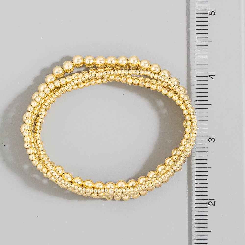 Metallic Beaded Elastic Bracelet Set