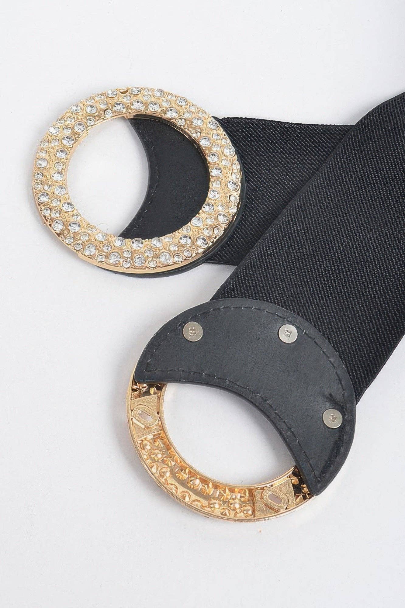 Rhinestone Buckle Plus Size Elastic Belt
