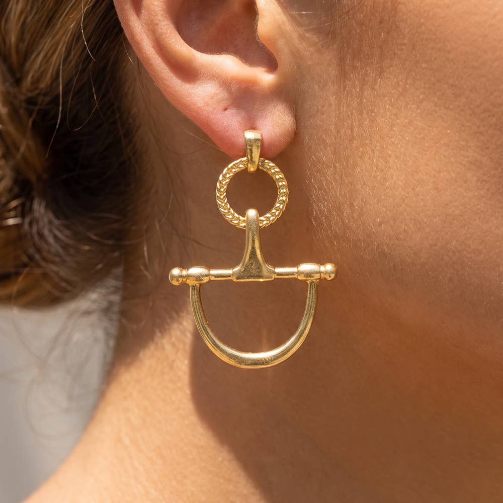 Equestrian Horsebit Stirrup Drop Earrings