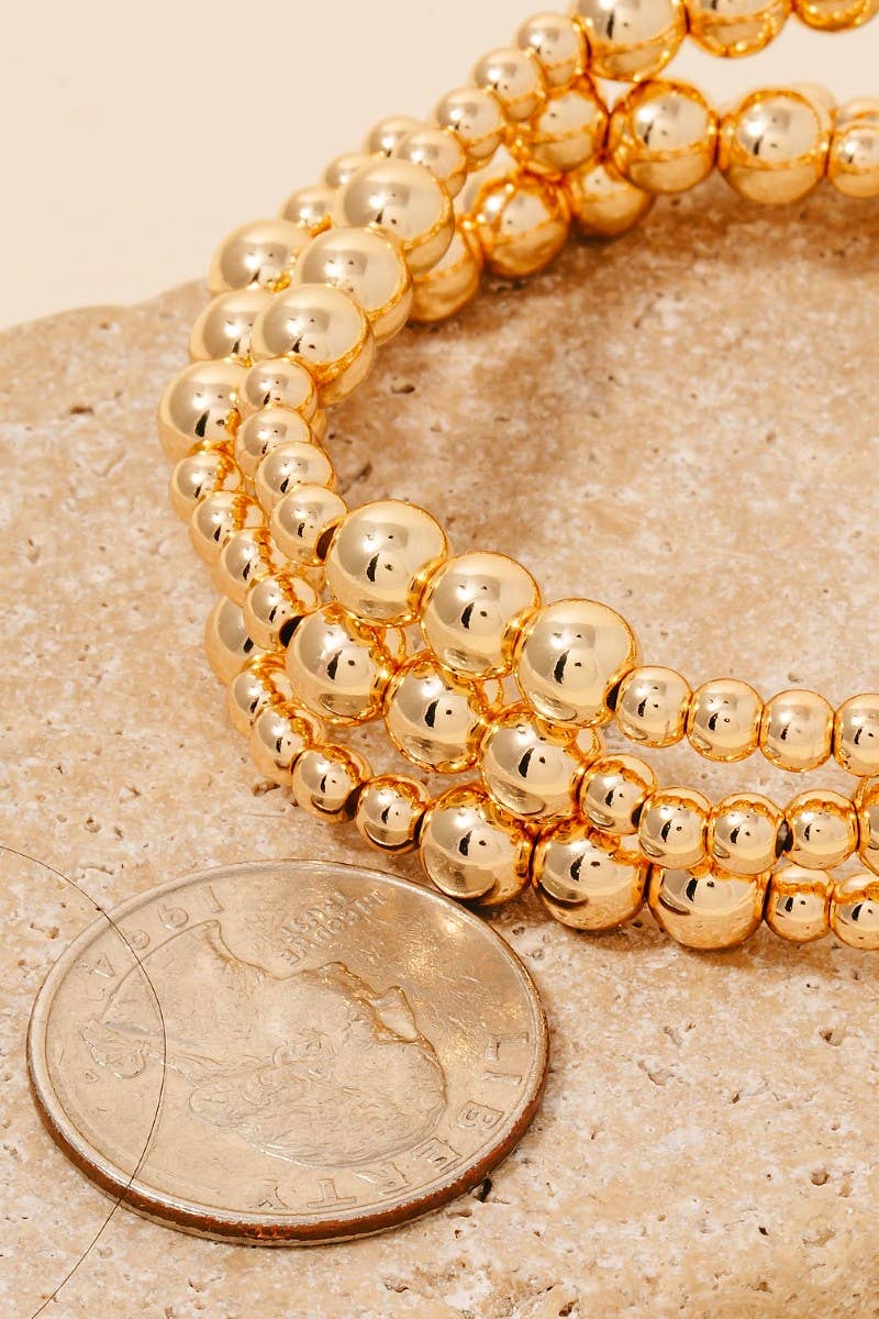 Simple Metallic Beaded Bracelet Set