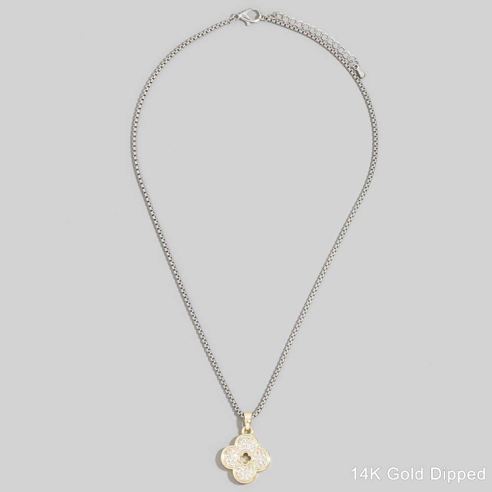 Cz Open Clover Pendant Necklace