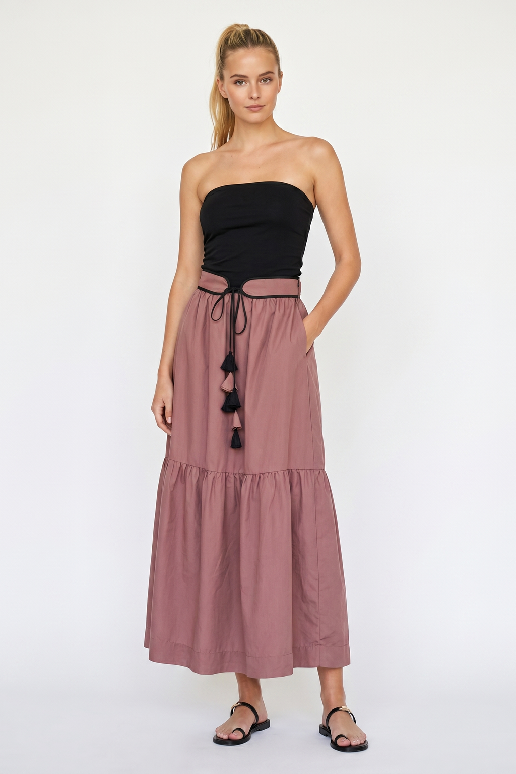 LILA BELLE TUBE MAXI DRESS WITH BELT