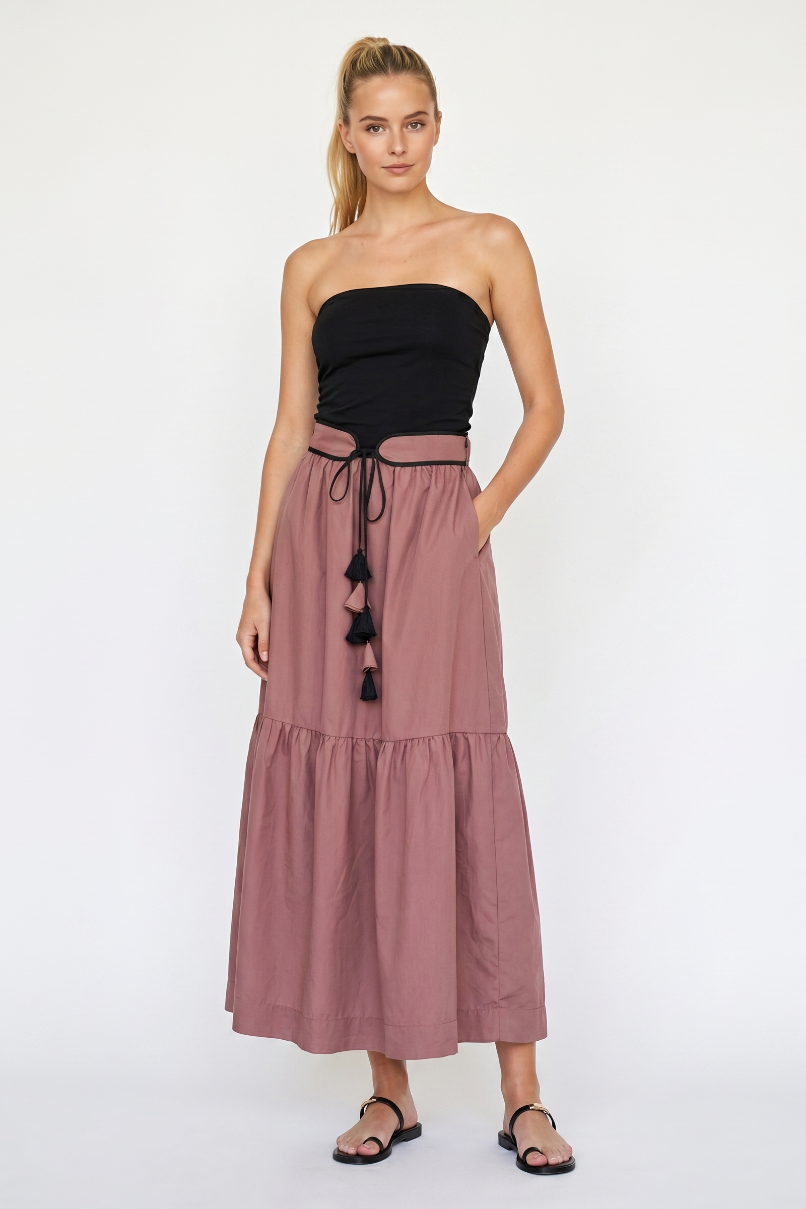 LILA BELLE TUBE MAXI DRESS WITH BELT