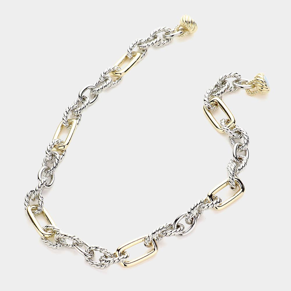 14K Gold Plated Two Tone Chunky Chain Magnetic Necklace