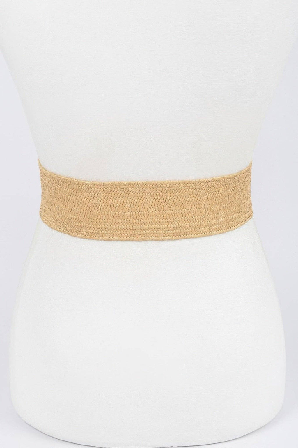 Rhinestone Buckle Stretch Straw Belt
