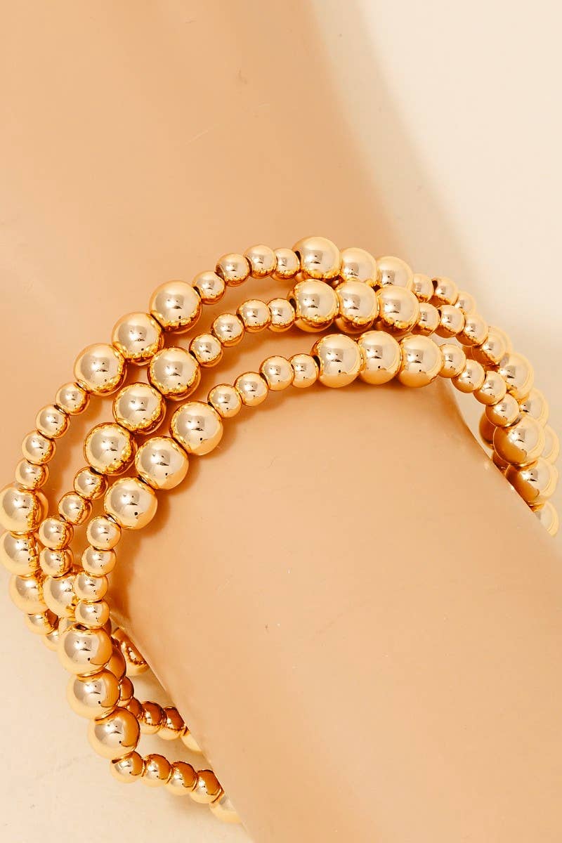 Simple Metallic Beaded Bracelet Set