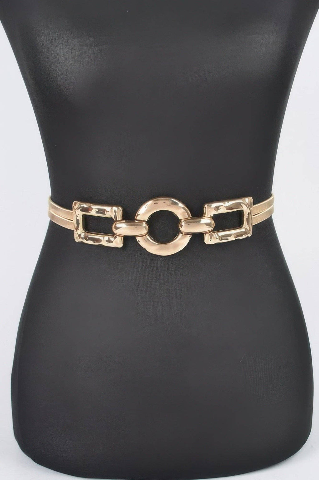 Hammered Metal Buckle Plus Size Stretch Belt