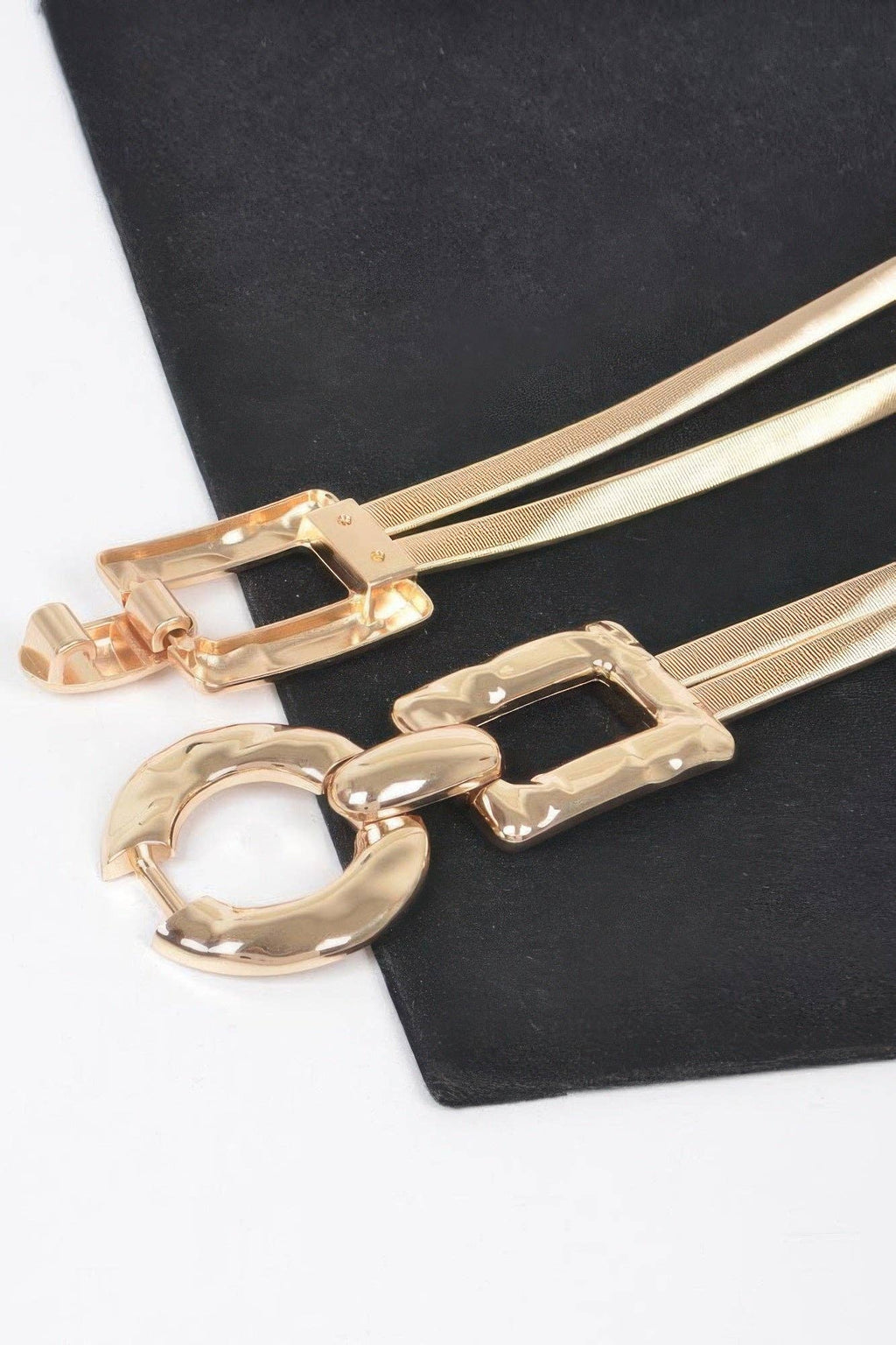 Hammered Metal Buckle Stretch Belt