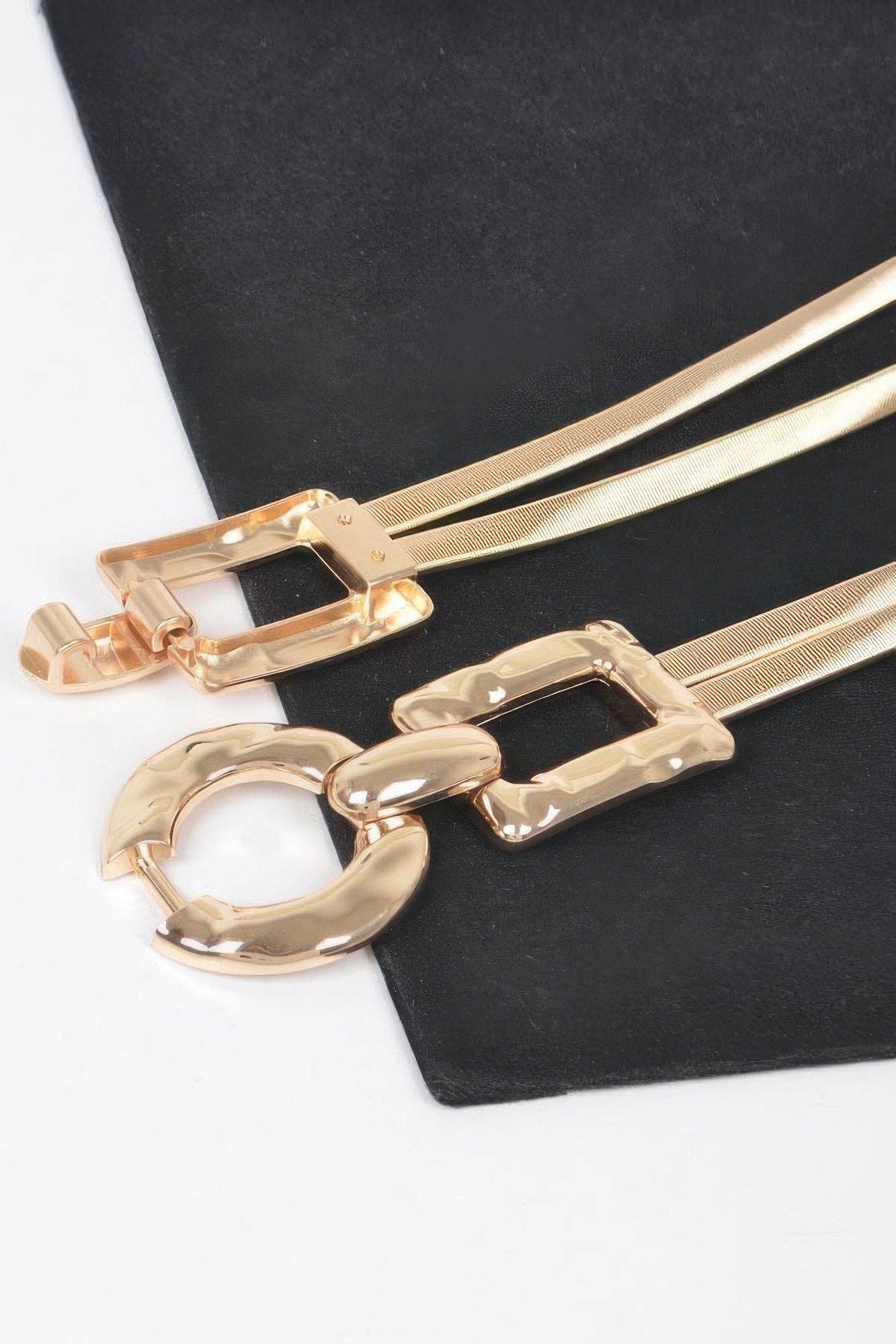 Hammered Metal Buckle Stretch Belt