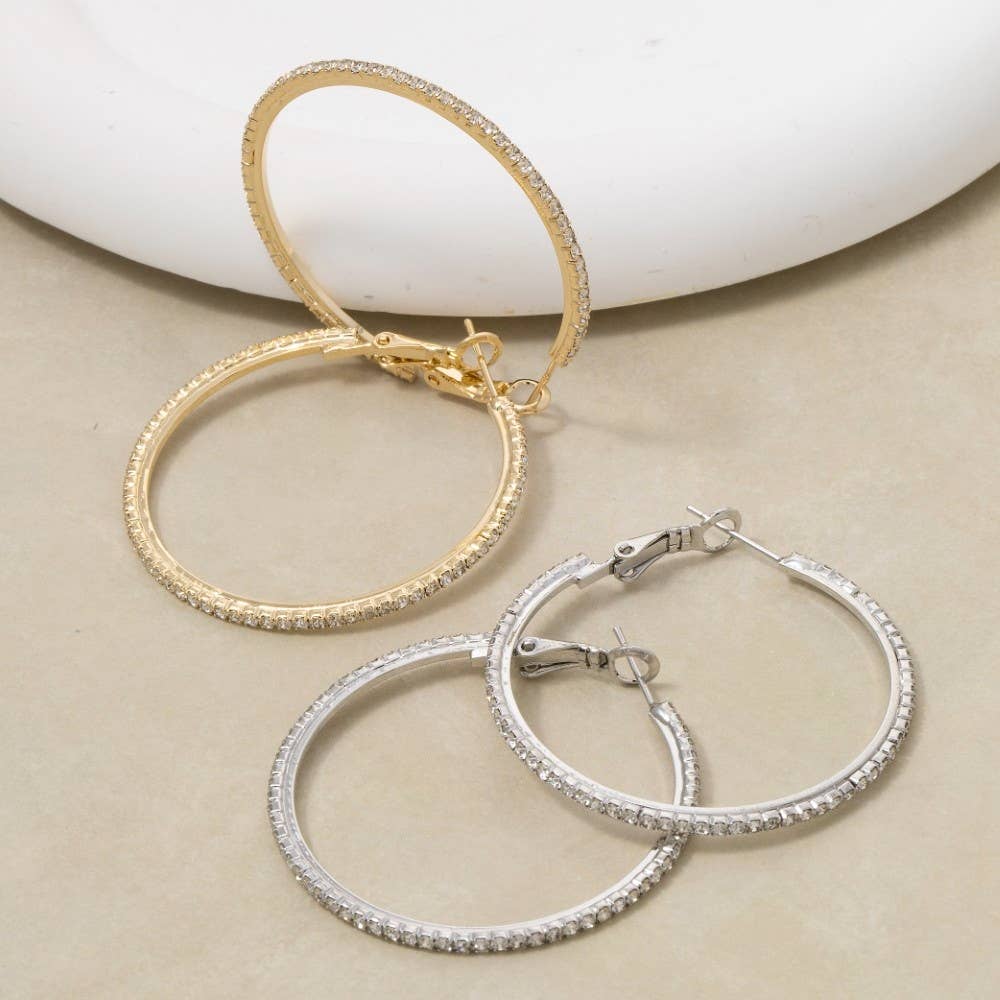 Secret Box Gold Dipped Cz Latch Hoop Earrings