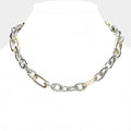 14K Gold Plated Two Tone Chunky Chain Magnetic Necklace