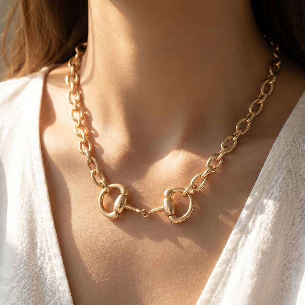 Horsebit Connector Bold Rolo Chain Necklace