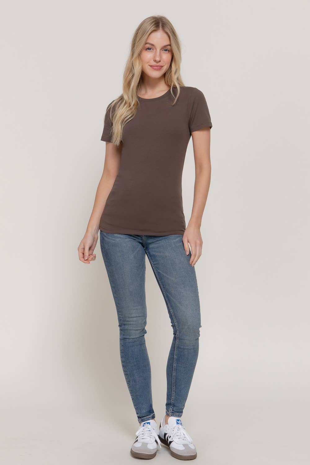 Short Sleeve Crew Neck Cotton Spandex Jersey Top