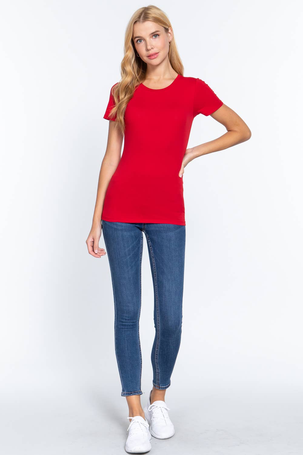 Short Sleeve Crew Neck Cotton Spandex Jersey Top