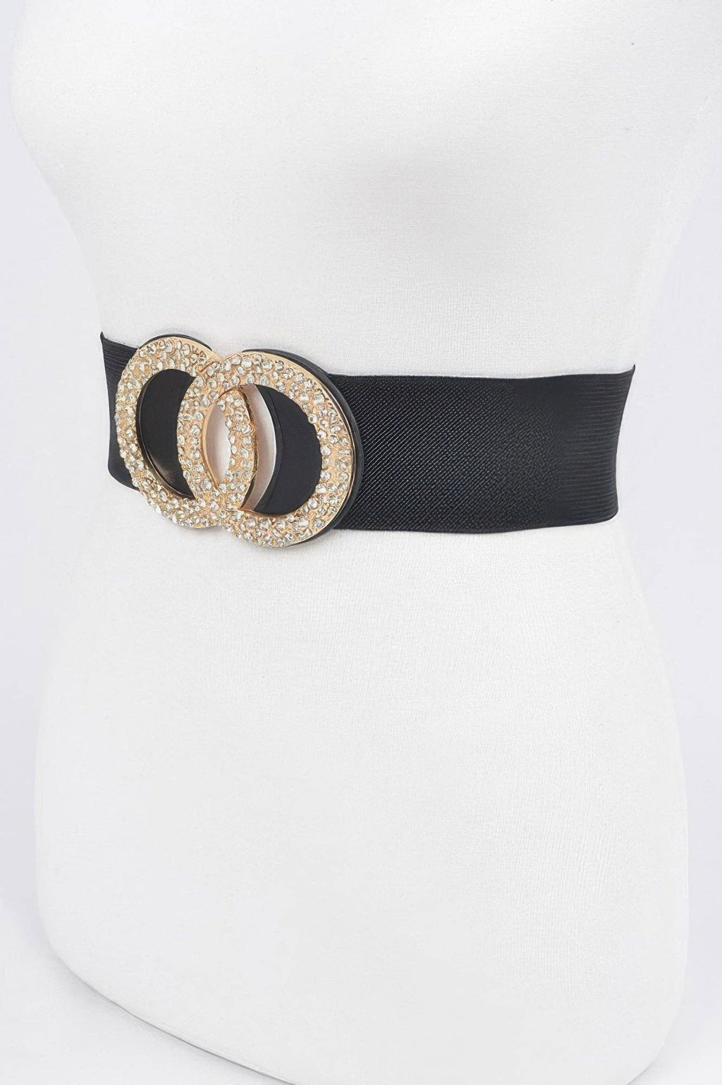 Rhinestone Buckle Plus Size Elastic Belt