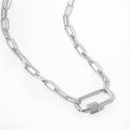 Gold Dipped CZ Carabiner Pendant Paperclip Chain Necklace