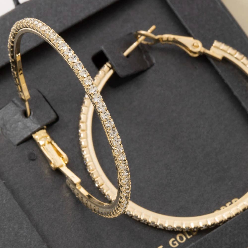 Secret Box Gold Dipped Cz Latch Hoop Earrings