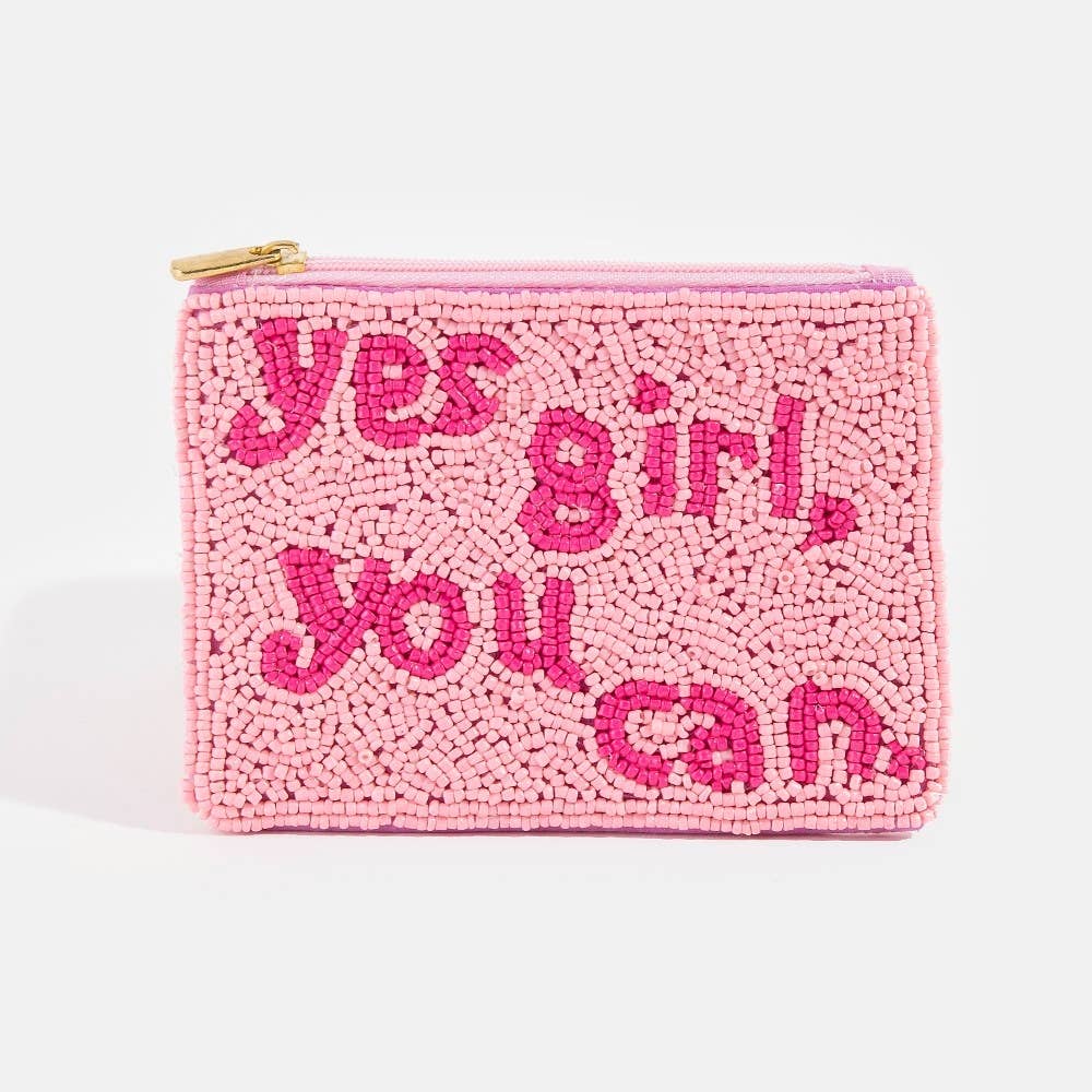 Yes Girl You Can Beaded Coin Purse
