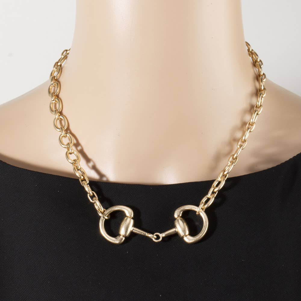Horsebit Connector Bold Rolo Chain Necklace