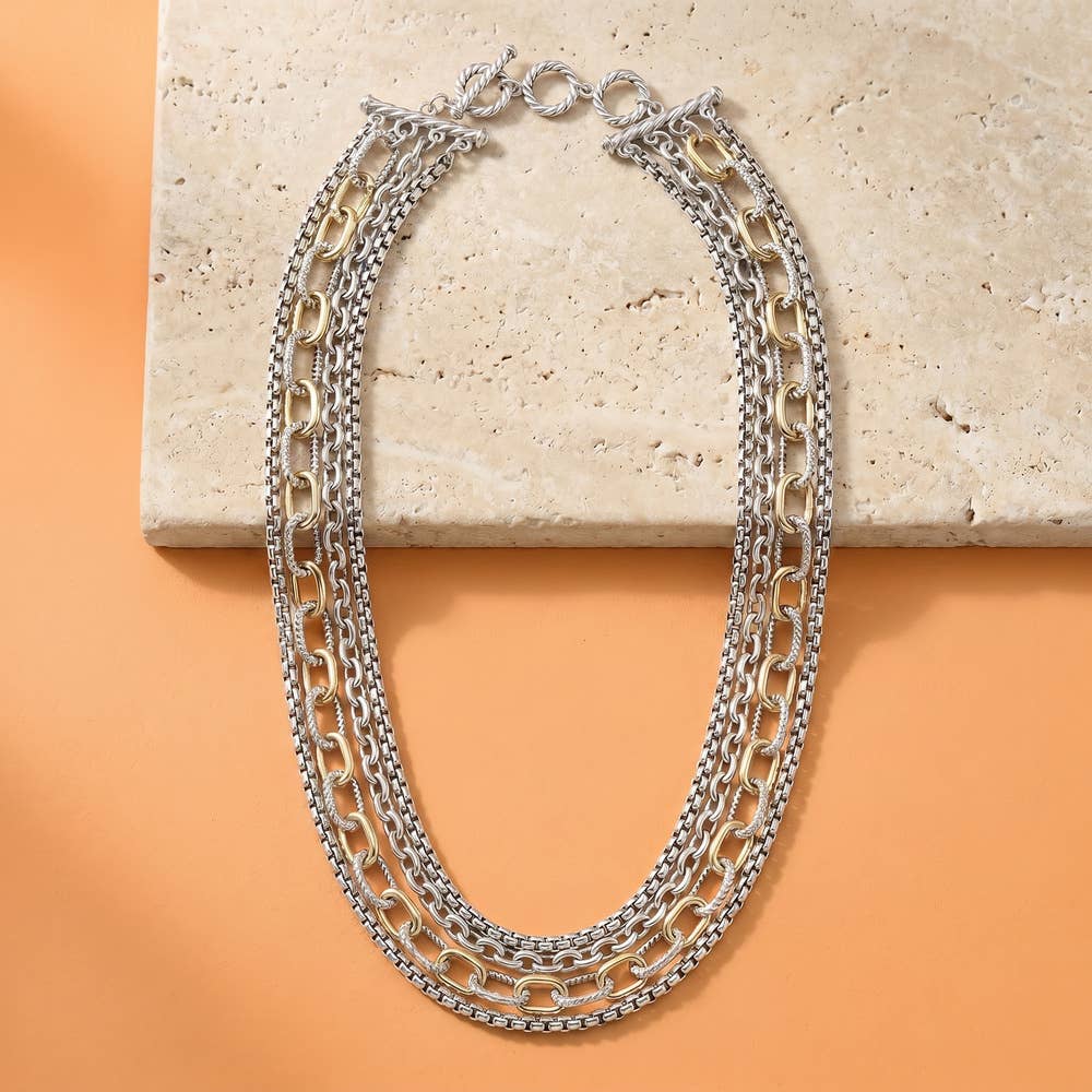 Layered Multi Strand Toggle Necklace