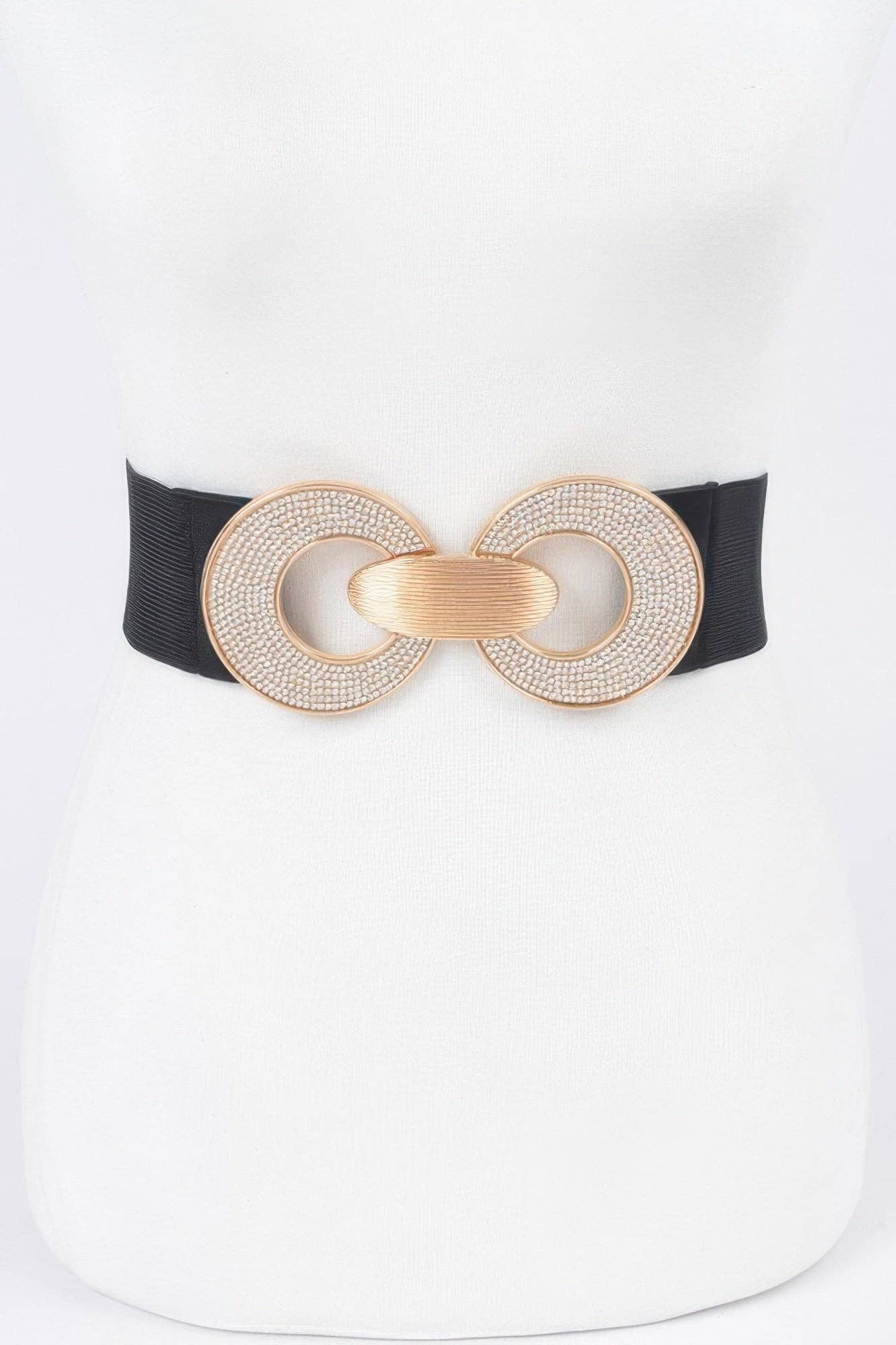 Rhinestone Two Buckle Elastic Belt