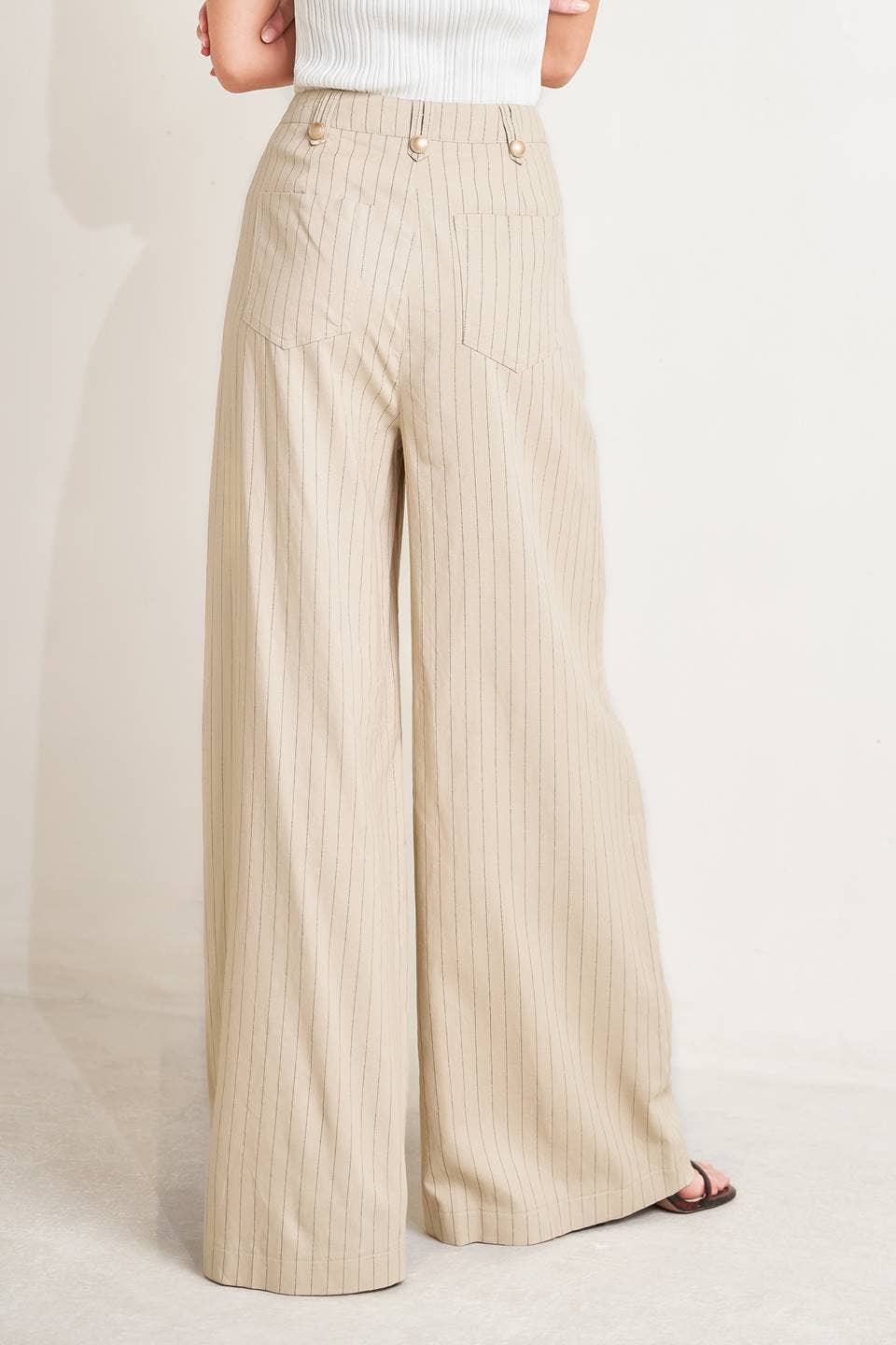 A striped woven pant