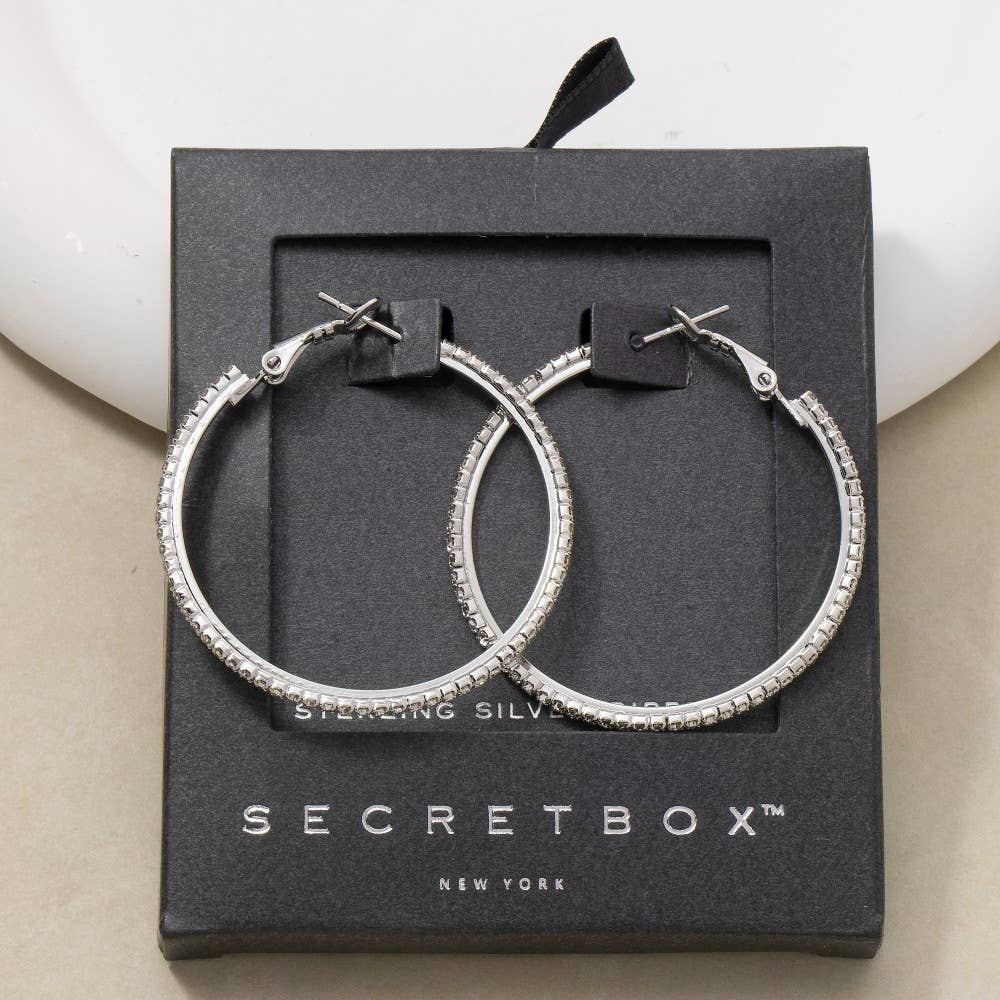 Secret Box Gold Dipped Cz Latch Hoop Earrings