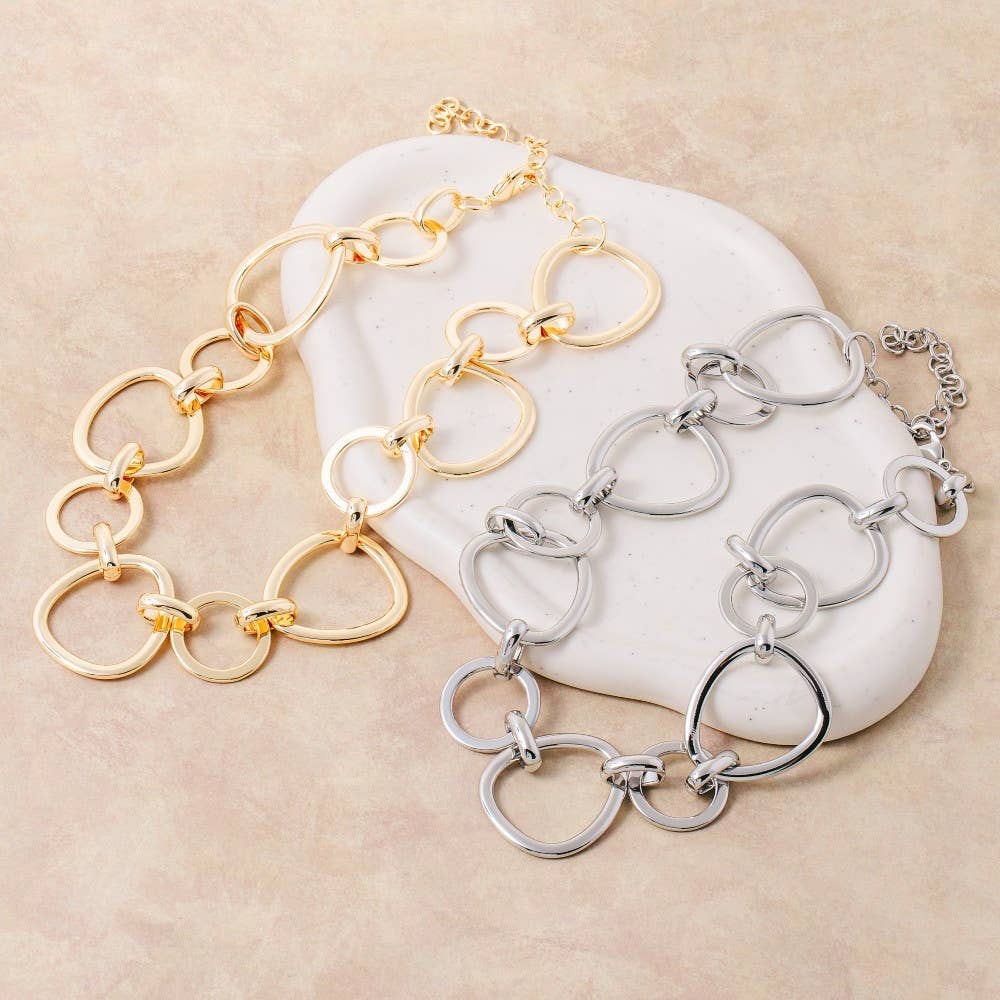 Mixed Large Hoop Chain Statement Necklace