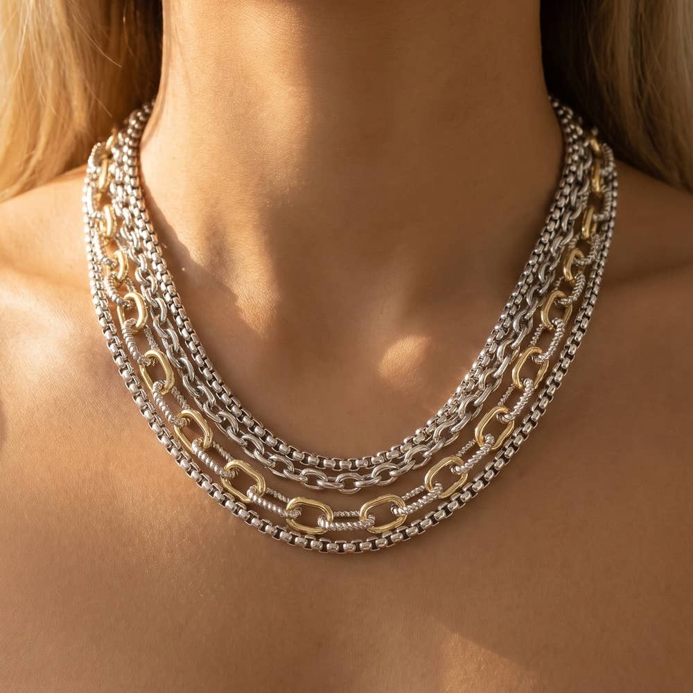 Layered Multi Strand Toggle Necklace