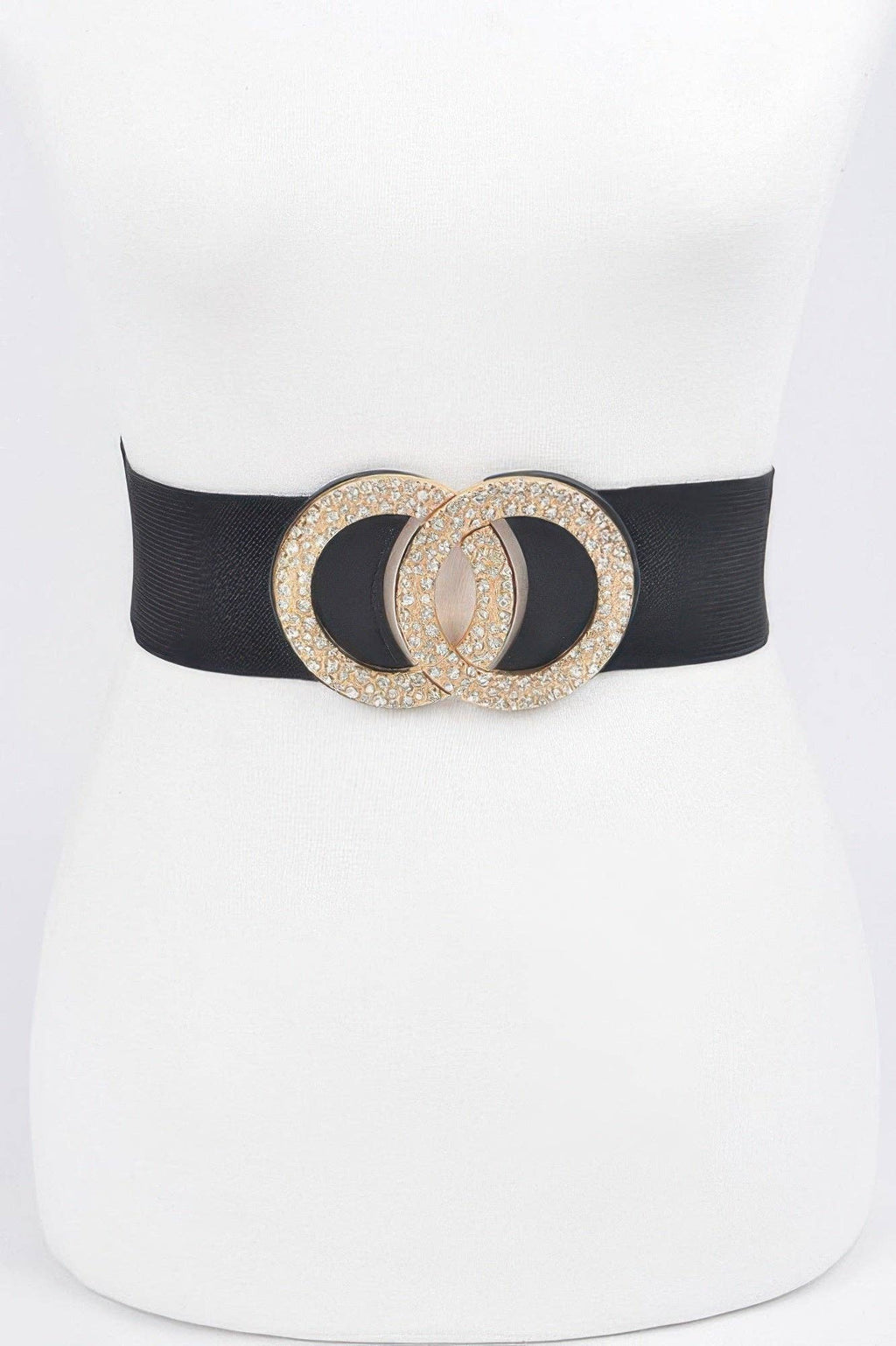 Rhinestone Buckle Plus Size Elastic Belt