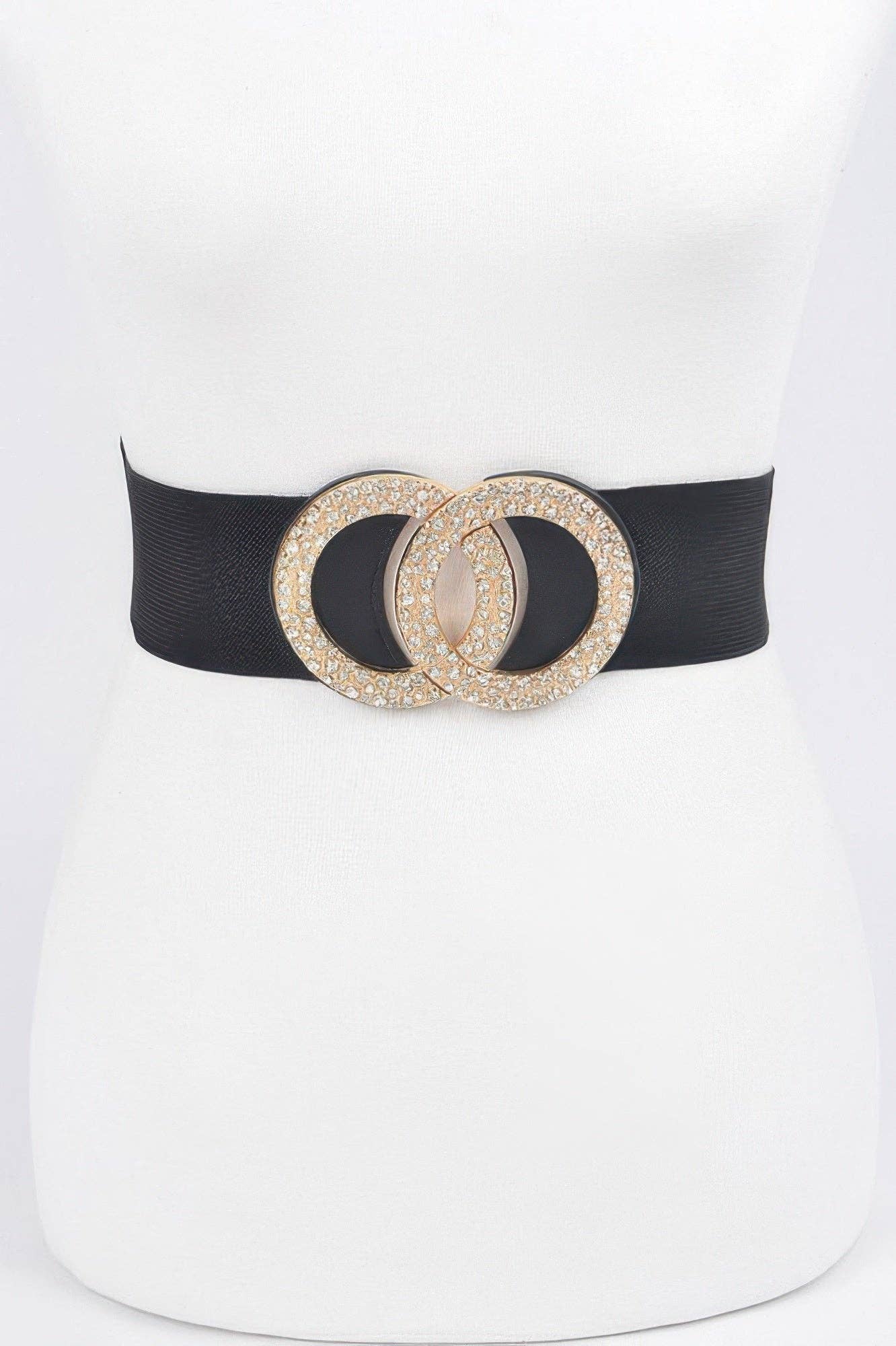 Rhinestone Buckle Plus Size Elastic Belt