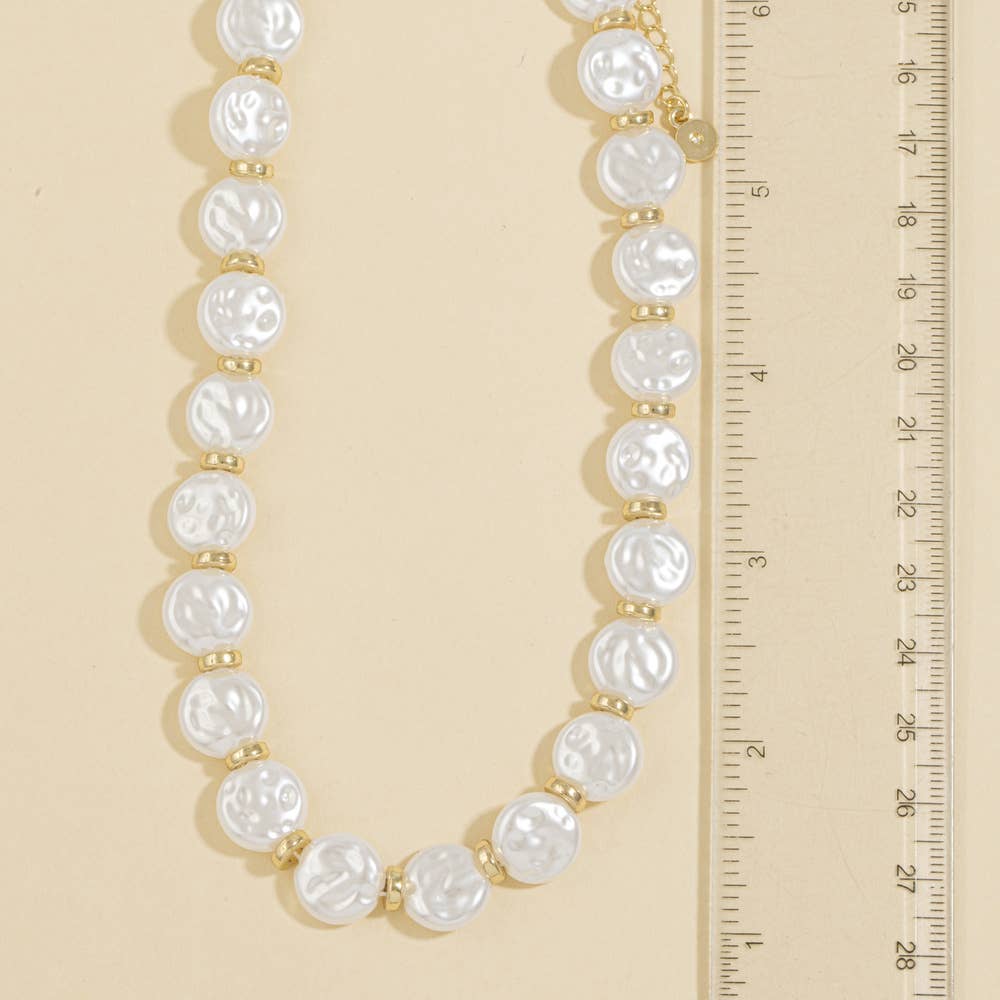 Coin Pearl Beaded Station Necklace