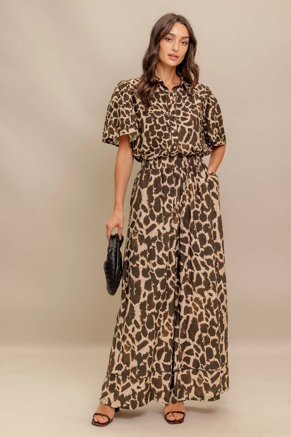 A cheetah woven top