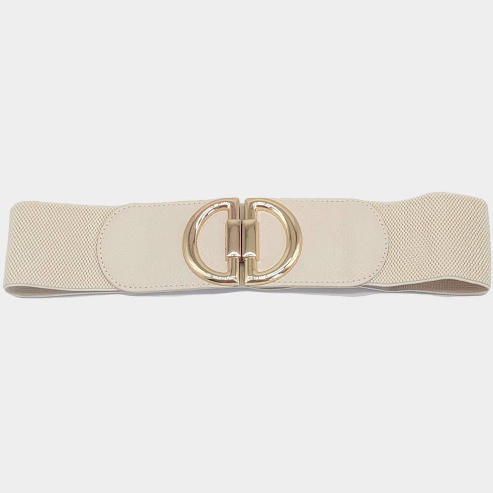 Double Half Open Circle Buckle Stretch Elastic Belt