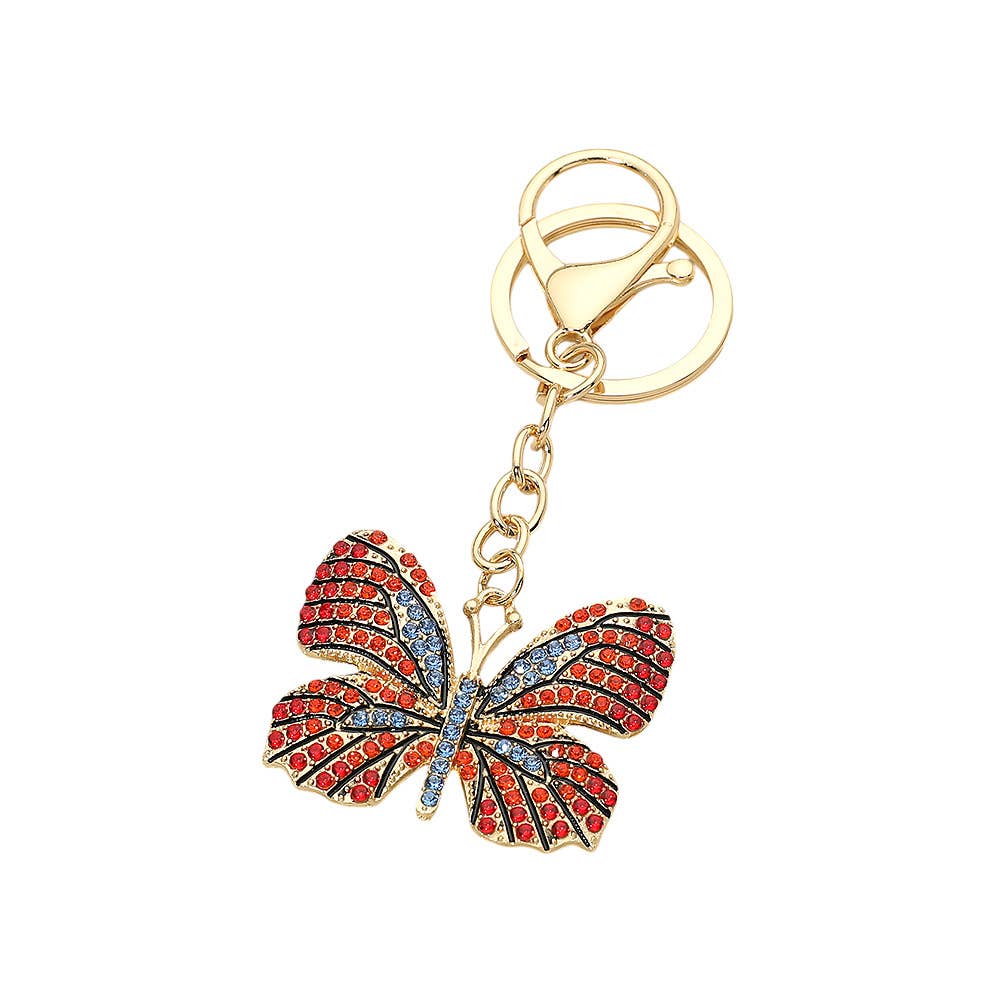 Rhinestone Pave Butterfly Keychain Bag Charms