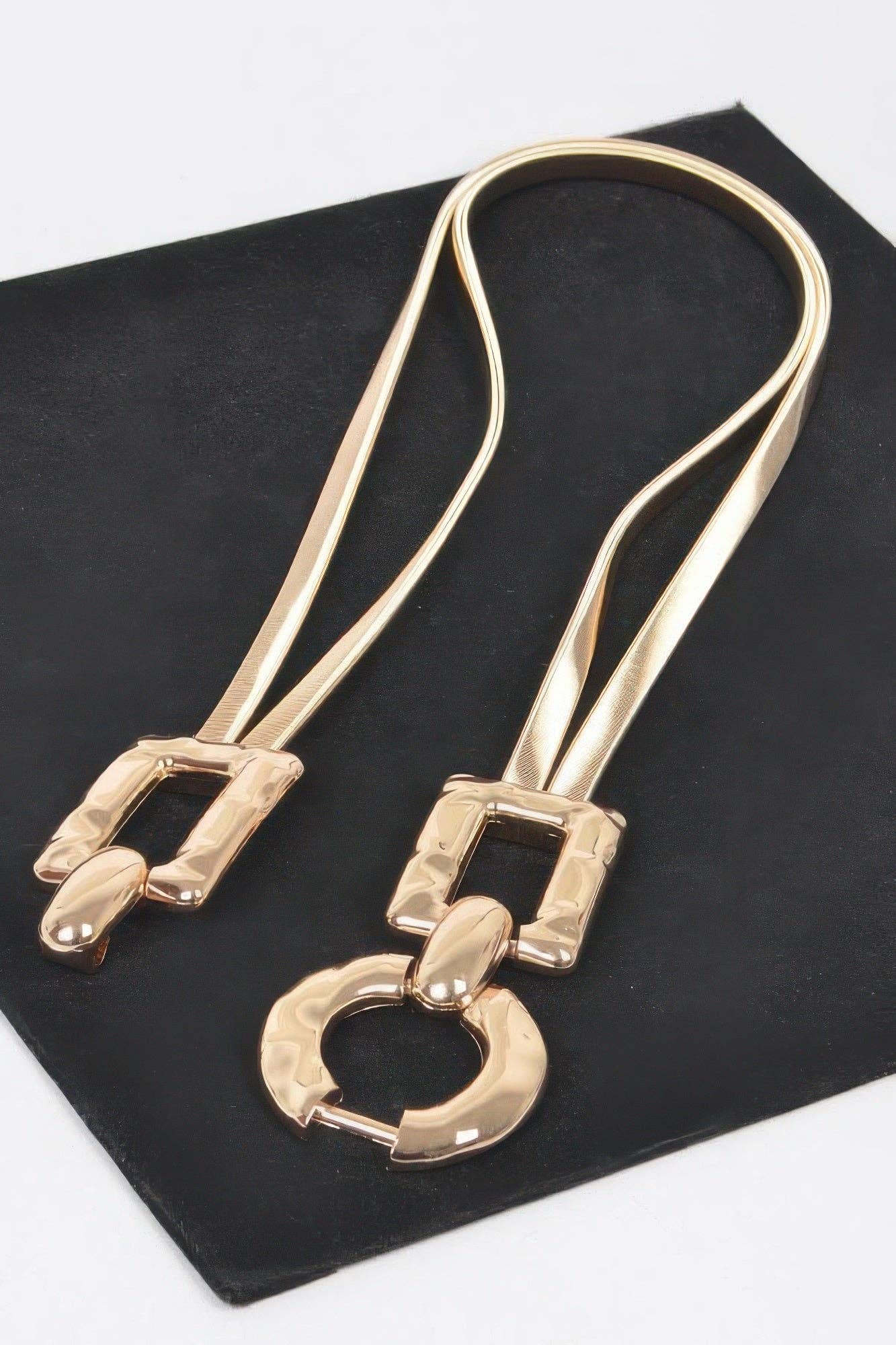 Hammered Metal Buckle Stretch Belt