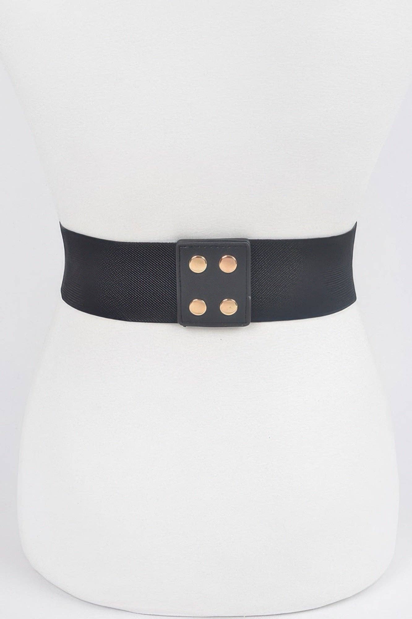 Silver Metal Buckle Stretch Waist Belt