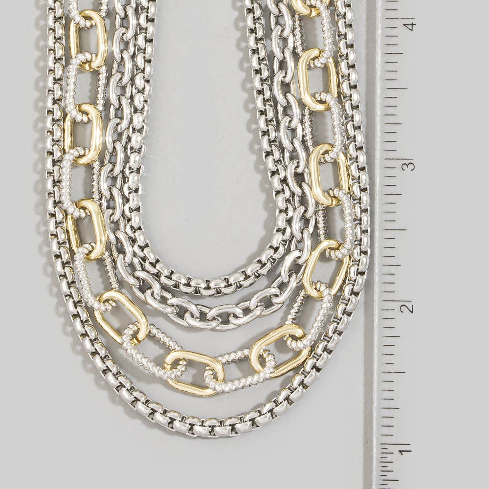 Layered Multi Strand Toggle Necklace