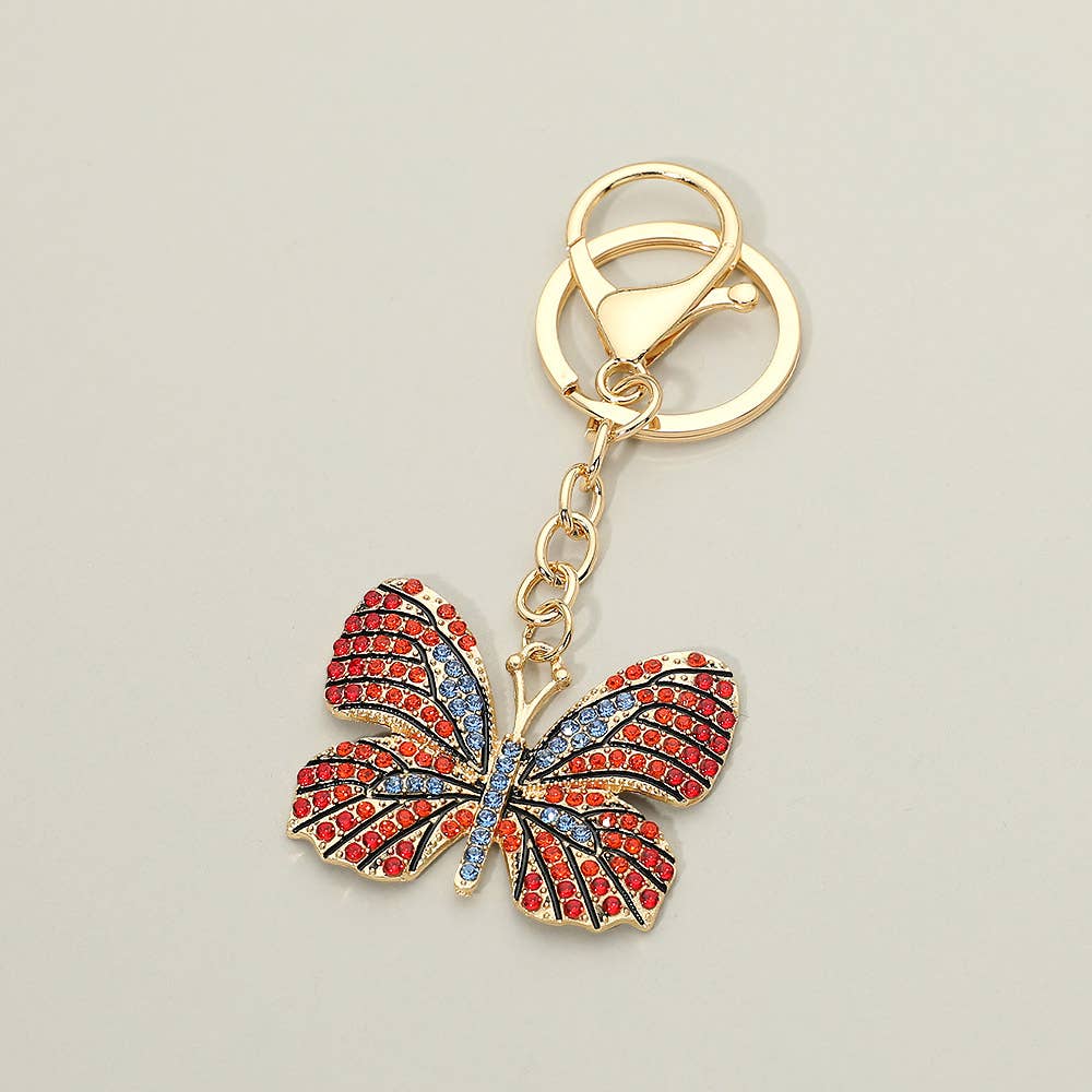 Rhinestone Pave Butterfly Keychain Bag Charms