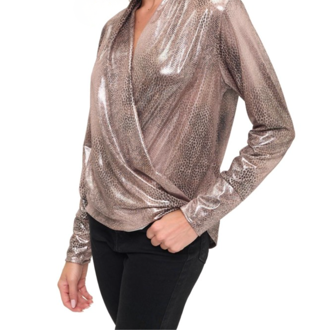 Ariella Animal Print Long Sleeve Blouse