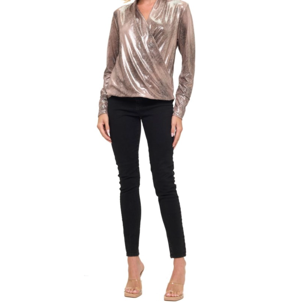 Ariella Animal Print Long Sleeve Blouse