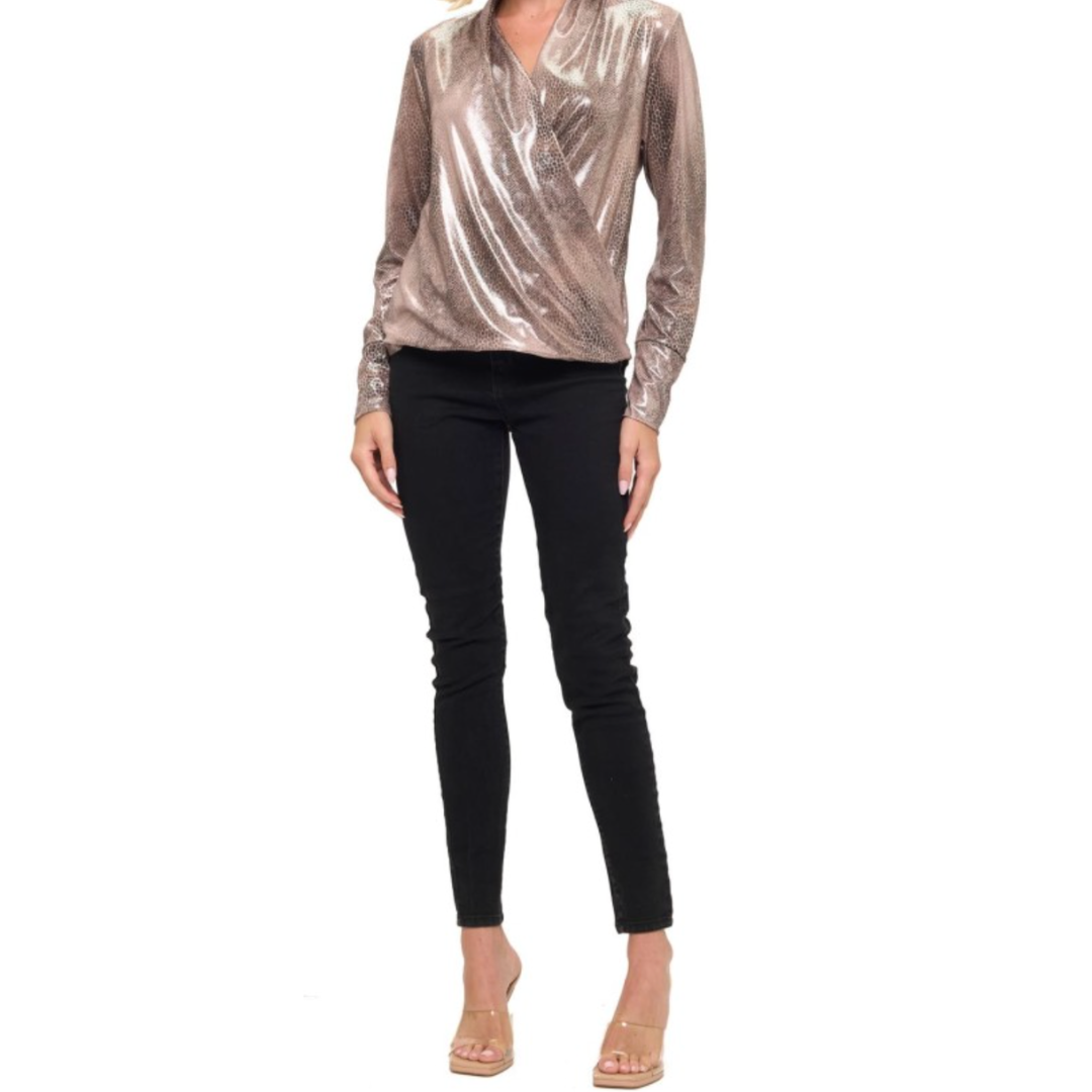 Ariella Animal Print Long Sleeve Blouse