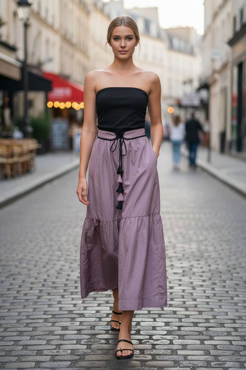LILA BELLE TUBE MAXI DRESS WITH BELT