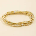 Beaded Stretch Bracelet Set With Crystal Accents