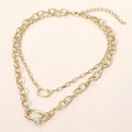 CZ Pave Carabiner Pendant Accent Chunky Layered Chain Necklace