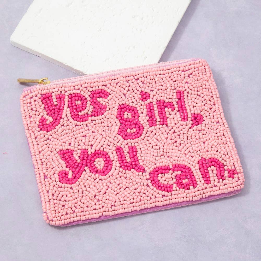 Yes Girl You Can Beaded Coin Purse