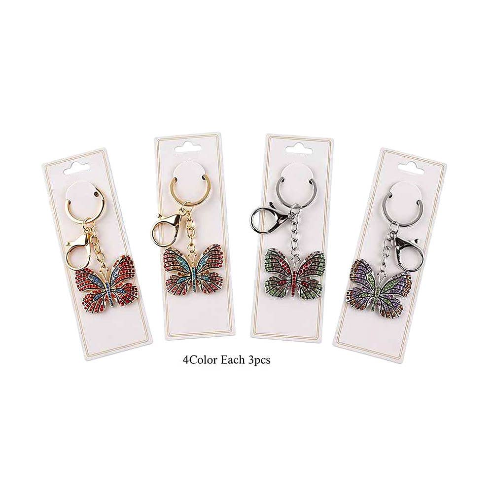 Rhinestone Pave Butterfly Keychain Bag Charms
